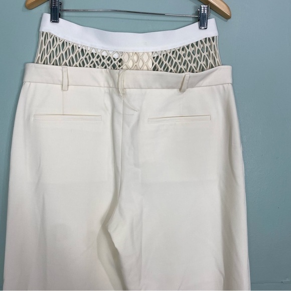 Dion Lee Fishnet Pants Cream Panel Straight‎ Leg Trousers Sz 8 - Picture 16 of 16